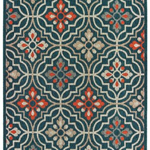 ESSY RUGS LATITUDE 709B3 Blue/ Orange Area Rugs