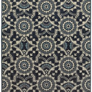 ESSY RUGS LINDEN 7842A Navy/ Grey Area Rugs